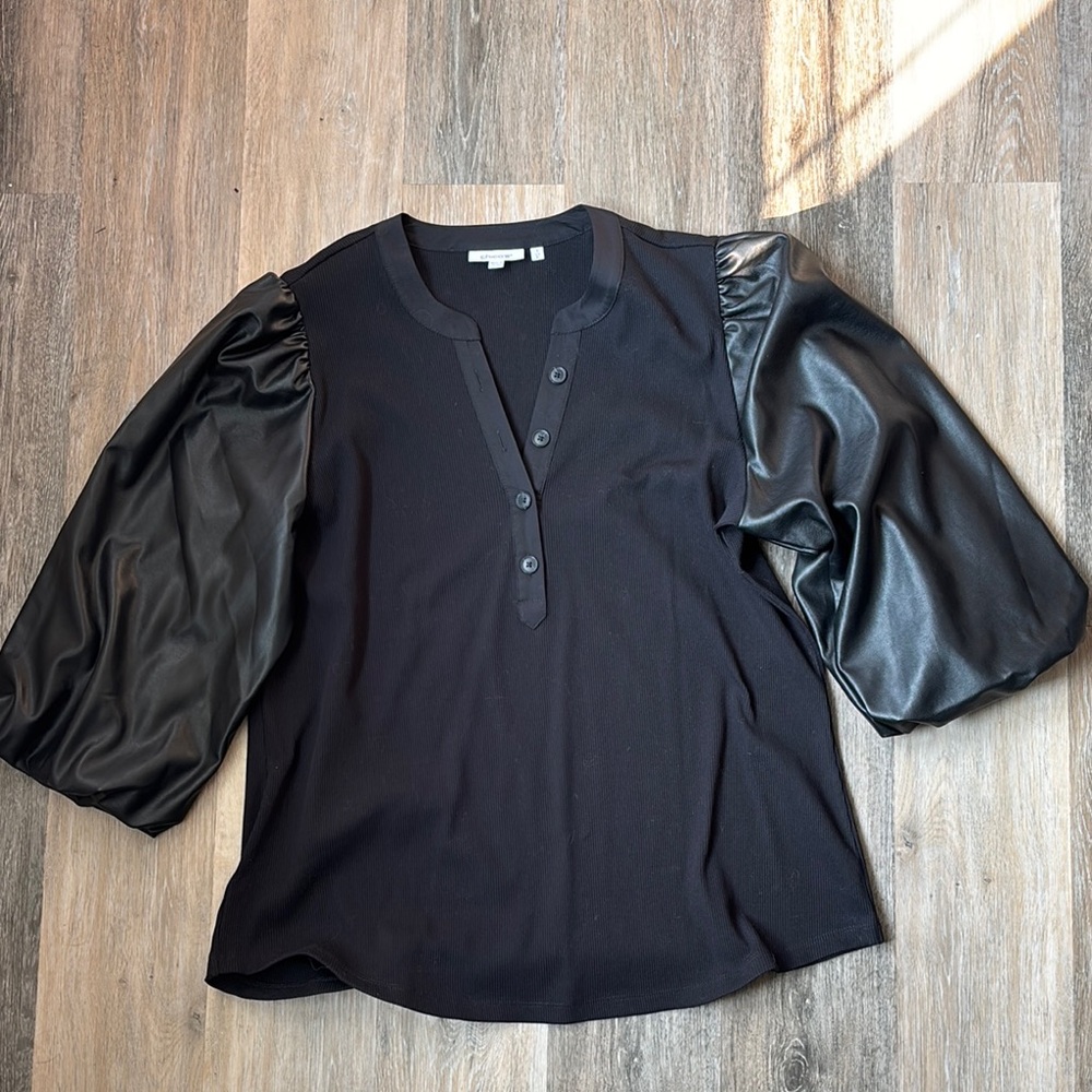 NWOT Chico's Black Puff Sleeve Asymmetrical Blouse